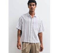 ASOS DESIGN - Camicia testurizzata a righe squadrata oversize-Blu M