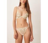 ASOS DESIGN - Camille - Tanga premium giallo con margherite ricamate 44
