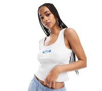 ASOS DESIGN - Canotta bianca a costine con pesce con perline-Bianco XS