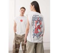 ASOS DESIGN - Canotta unisex oversize bianca con stampe "Red Hot Chili Peppers"-Bianco S