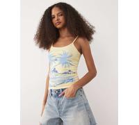 ASOS DESIGN - Canottiera color latticello con grafica isola-Multi L