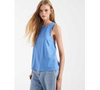 ASOS DESIGN - Canottiera in lino con incrocio sul retro e scollo rotondo-Blu 50