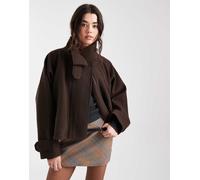 ASOS DESIGN - Cappotto corto elegante marrone stile mantella XS