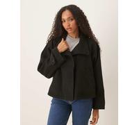 ASOS DESIGN - Cappotto corto elegante nero stile mantella XS