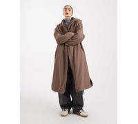 ASOS DESIGN - Cappotto impermeabile color fungo taglio lungo foderato in pile-Marrone S