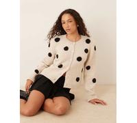 ASOS DESIGN - Cardigan in maglia di misto lana a pois-Bianco S