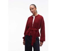 ASOS DESIGN - Cardigan oversize in magia misto lana rossa con laccio in vita-Viola L