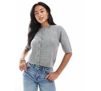 ASOS DESIGN - Cardigan soffice in maglia grigio con mezze maniche XS