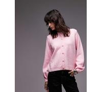 ASOS DESIGN - Cardigan soffice lavorato in maglia rosa chiaro con maniche a campana S