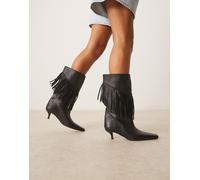 ASOS DESIGN - Carmine - Stivali al ginocchio neri in pelle con frange-Nero 41