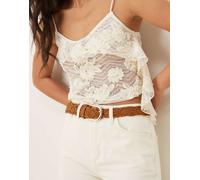 ASOS DESIGN - Cintura da jeans per vita e fianchi in camoscio sintetico color cuoio intrecciata-Marrone M-L