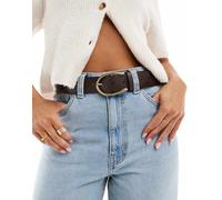 ASOS DESIGN - Cintura da jeans per vita e fianchi marrone con fibbia a mezzaluna S-M