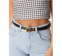 ASOS DESIGN - Cintura da jeans skinny per vita e fianchi nera effetto coccodrillo con passante in metallo-Nero 2XS-XS