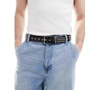 ASOS DESIGN - Cintura in pelle sintetica nera con borchie a forma di stella-Nero S-M