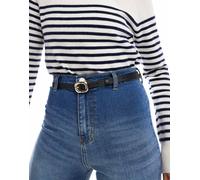 ASOS DESIGN - Cintura nera per vita e fianchi con fibbia rettangolare bombata-Nero 2XS-XS