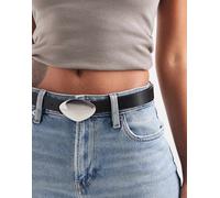 ASOS DESIGN - Cintura per jeans nera per vita e fianchi con placca astratta-Nero S-M