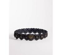 ASOS DESIGN - Cintura per vita e fianchi nera in camoscio sintetico con borchie e dettagli a forma di cuore-Nero M-L