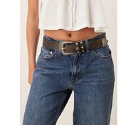 ASOS DESIGN - Cintura per vita e fianchi nero slavato con fibbia argentata stile western S-M