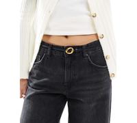ASOS DESIGN - Cintura skinny per vita e fianchi nera con fibbia stile catenina-Nero 2XS-XS