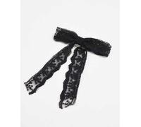 ASOS DESIGN - Clip per capelli nera in pizzo a forma di fiocco-Nero No Size