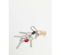 ASOS DESIGN - Clip per jeans con lucchetto e moschettone argentata-Argento No Size