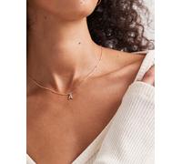 ASOS DESIGN - Collana con catenina a sfere dorata con iniziale A con zirconia cubica e confezione regalo-Oro No Size