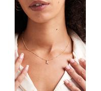 ASOS DESIGN - Collana con catenina a sfere dorata con iniziale K con zirconia cubica e confezione regalo-Oro No Size