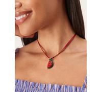 ASOS DESIGN - Collana con nastro rosso e ciondolo ad anguria in resina No Size