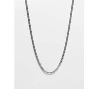 ASOS DESIGN - Collana corta slim da 4 mm in acciaio inossidabile resistente all'acqua argentata-Argento No Size