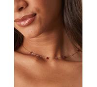 ASOS DESIGN - Collana dorata a catenina sottile con pietre semipreziose rosse a cuore-Rosso No Size