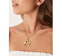ASOS DESIGN - Collana in acciaio inossidabile color oro con pendente a fiore No Size