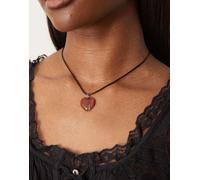 ASOS DESIGN - Collana in corda di media lunghezza con cuore rosso-Nero No Size