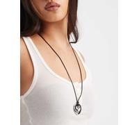 ASOS DESIGN - Collana in corda lunga con pendente argentato-Argento No Size