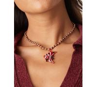 ASOS DESIGN - Collana rossa con perline sintetiche e ciondolo a forma di pesciolino in acrilico-Rosso No Size