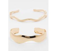 ASOS DESIGN - Confezione da 2 bracciali a fascia semplici dorati-Oro No Size