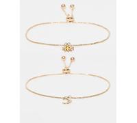 ASOS DESIGN - Confezione da 2 bracciali dorati con charm a forma di sole e luna-Oro No Size
