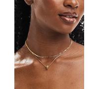 ASOS DESIGN - Confezione da 2 collane dorate con catenina testurizzata e design con nodo-Oro No Size