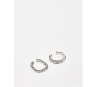 ASOS DESIGN - Confezione da 2 orecchini ear cuff argentati zigrinati-Argento No Size