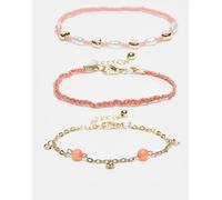 ASOS DESIGN - Confezione multipack di bracciali tonalità oro con perline color corallo-Multicolore No Size