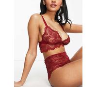 ASOS DESIGN Coppe Grandi - Rosie - Reggiseno taglio lungo bordeaux in pizzo-Rosso 40 F-FF