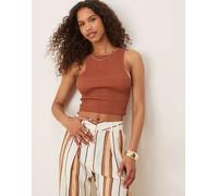 ASOS DESIGN - Crop top senza maniche marrone testurizzato con arricciature L
