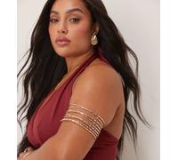 ASOS DESIGN Curve - Bracciale a fascia dorato con design martellato avvolgente-Oro L/XL