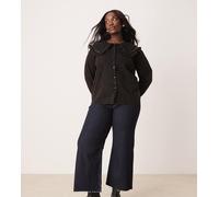 ASOS DESIGN Curve - Camicia in twill slavato con colletto arrotondato con volant-Multicolore 50