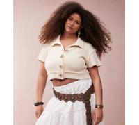 ASOS DESIGN Curve - Cintura per vita e fianchi marrone in camoscio sintetico con borchie e dettagli a forma di cuore 2XL-3XL