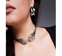 ASOS DESIGN Curve - Collarino con design a forma di mani scheletriche-Argento No Size