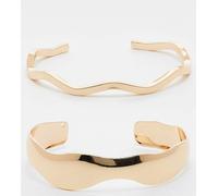 ASOS DESIGN Curve - Confezione da 2 bracciali a fascia dorati semplici-Oro No Size