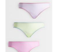 ASOS DESIGN Curve - Confezione da 3 brasiliane sgambate in rete trasparente lilla, blu e lime con finiture a contrasto-Multi 3XL