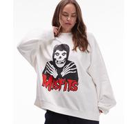 ASOS DESIGN Curve - Felpa oversize color crema con grafica di band Misfits-Bianco 2XL