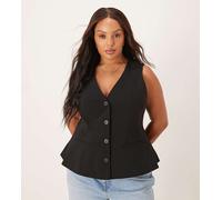 ASOS DESIGN Curve - Gilet sartoriale nero stile peplo 62