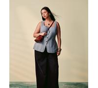 ASOS DESIGN Curve - Gilet stile corsetto grigio con motivo a tratteggi 50